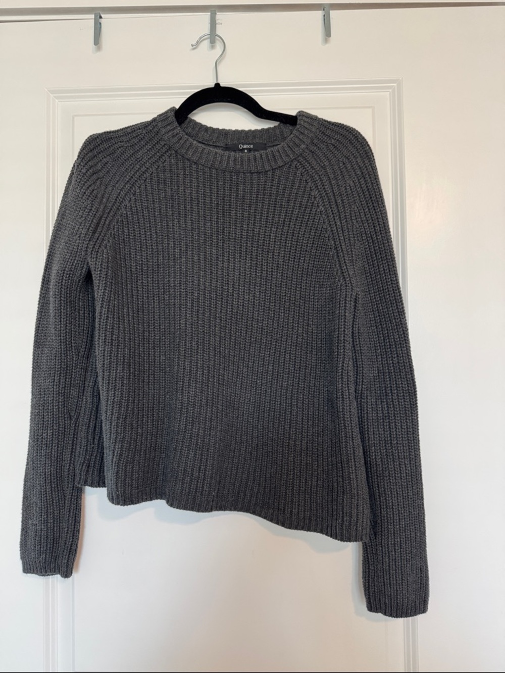 Quince Women's Dark Charcoal Ribbed Crewneck Sweater